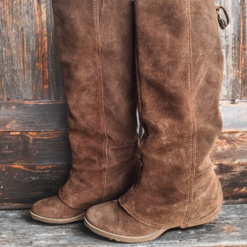 Naughty Monkey Brown Suede Knee-High Boots